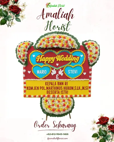 Karangan Papan Bunga Pernikahan di Bago